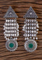 Green Stone Studded Oxidised Earrings
